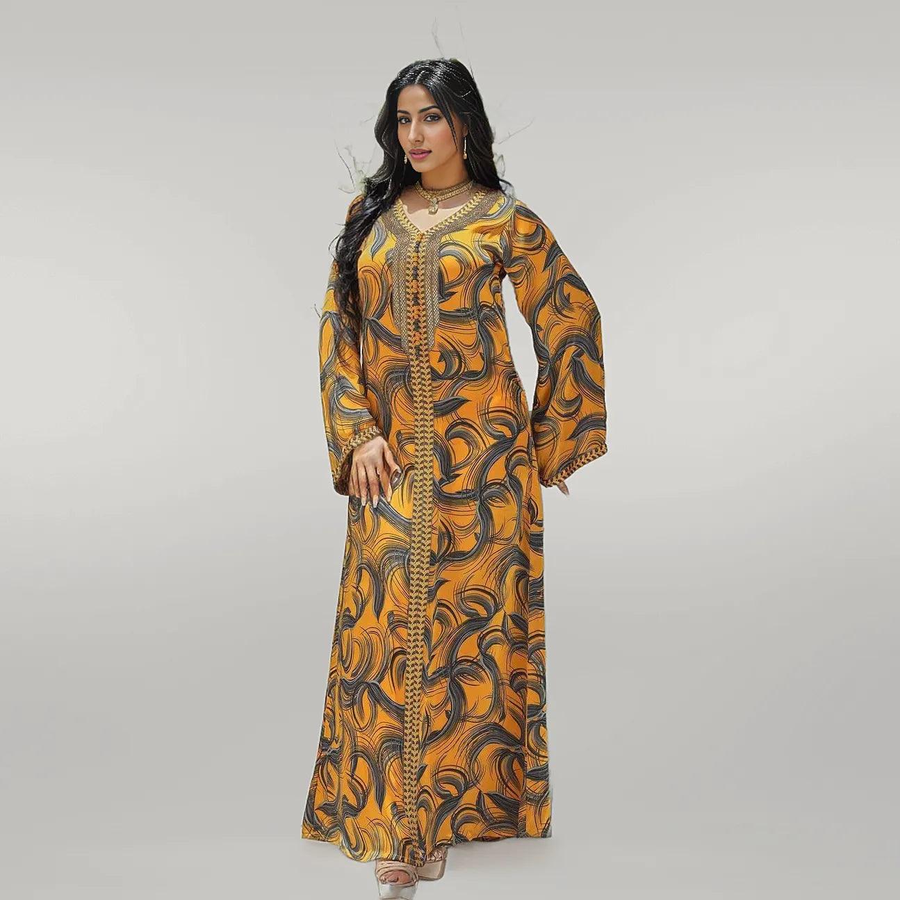 Yellow Patterned Kaftan