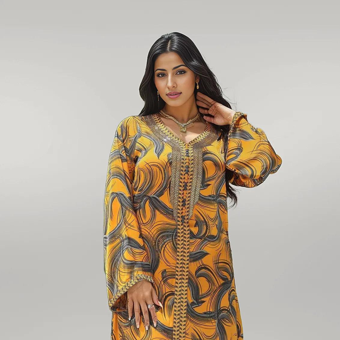 Yellow Patterned Kaftan