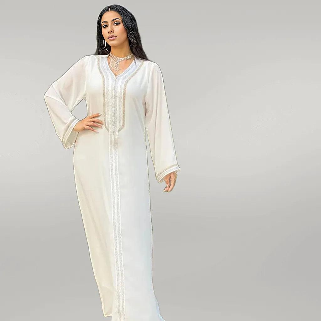 White Satin Kaftan Party Wear