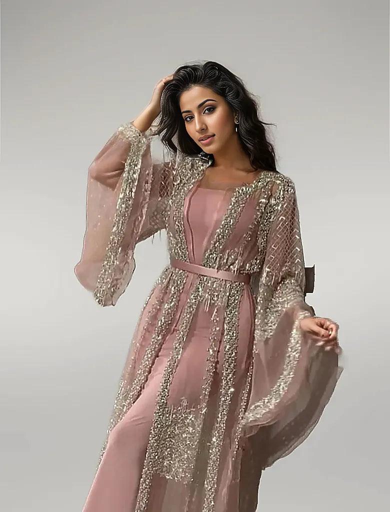 Party Wear Kaftan Dress with Lace Shopabaya Party Wear Kaftan Dress with Lace Shopabaya