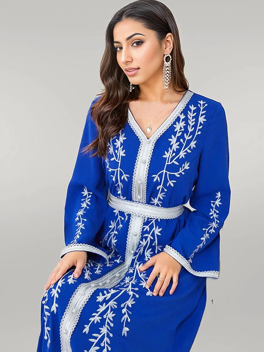Kaftan with Print Blue/Dark Blue