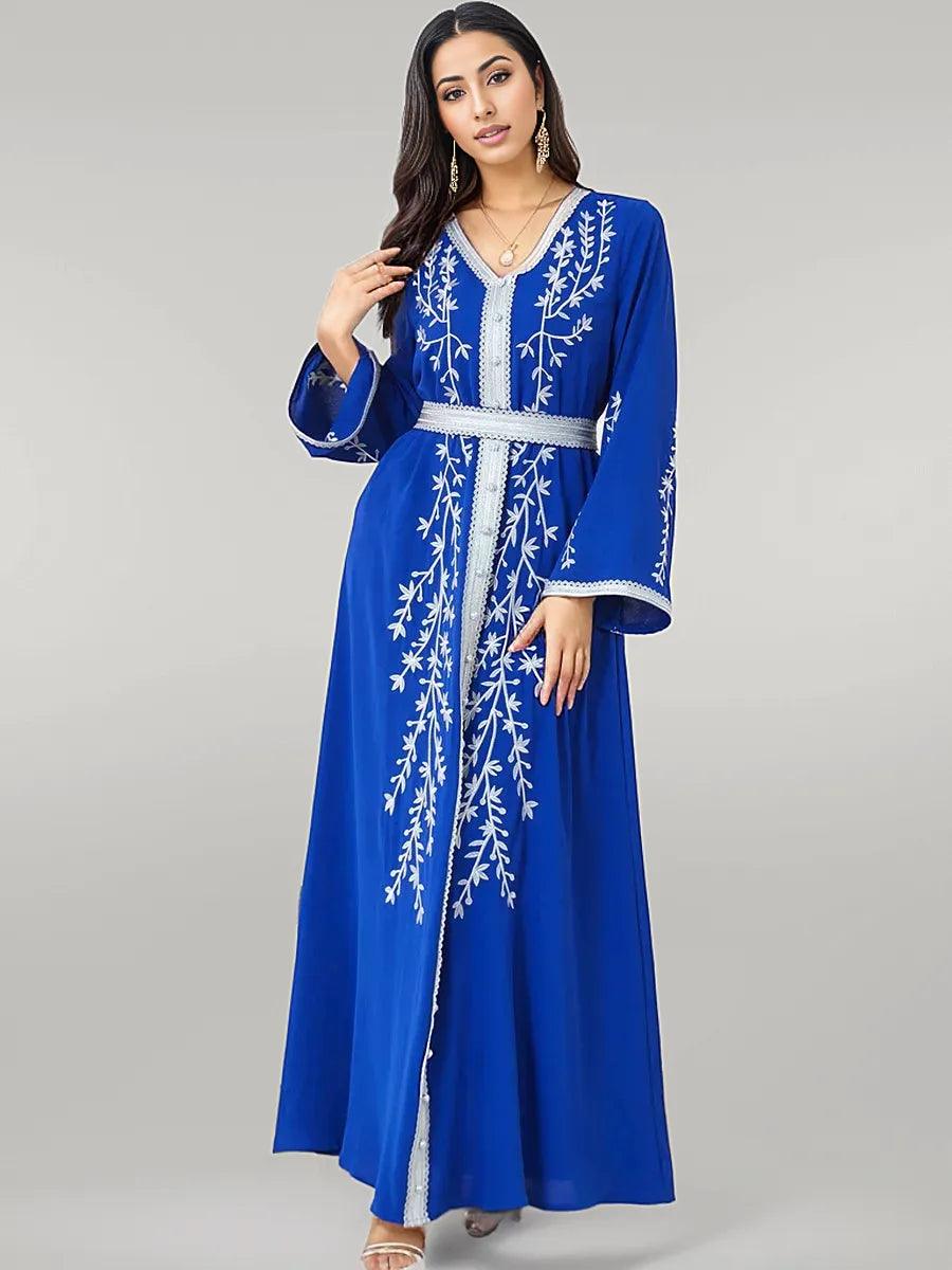 Kaftan with Print Blue/Dark Blue