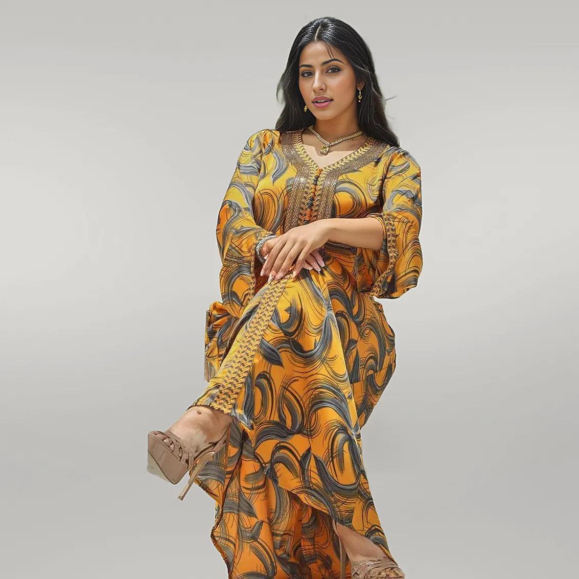 Yellow Patterned Kaftan