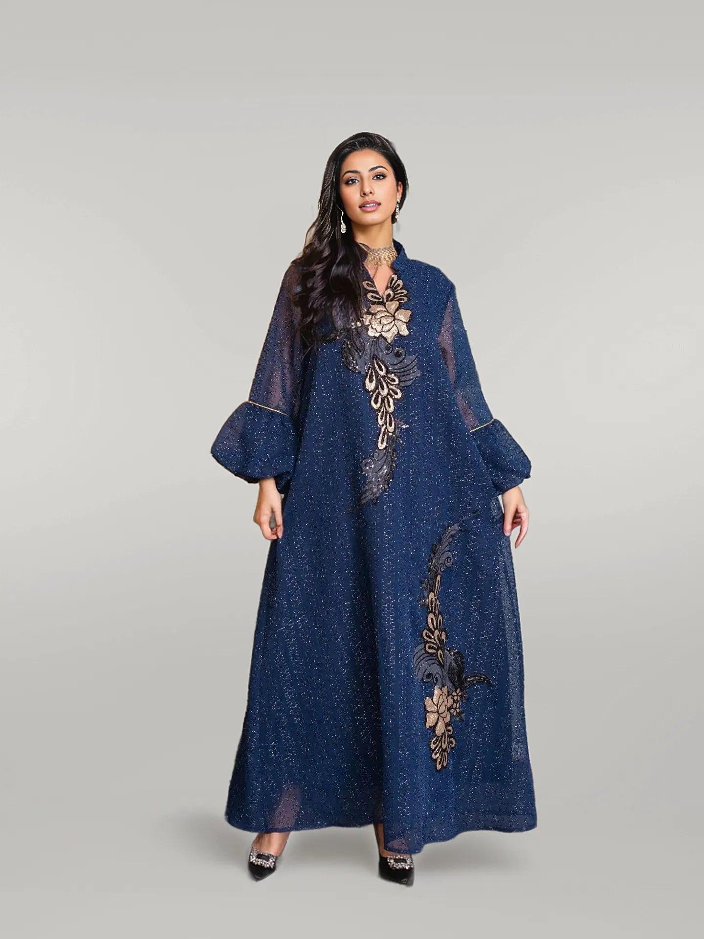 Casual/Party Wear Kaftan Dress with Floral Embroidery