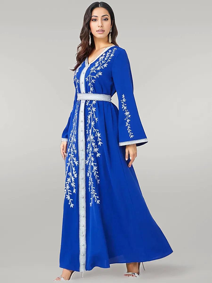 Kaftan with Print Blue/Dark Blue