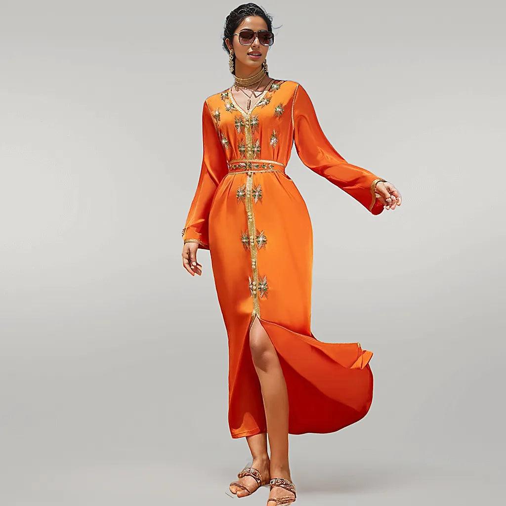 Rhinestone Embroidery Kaftan Party Wear