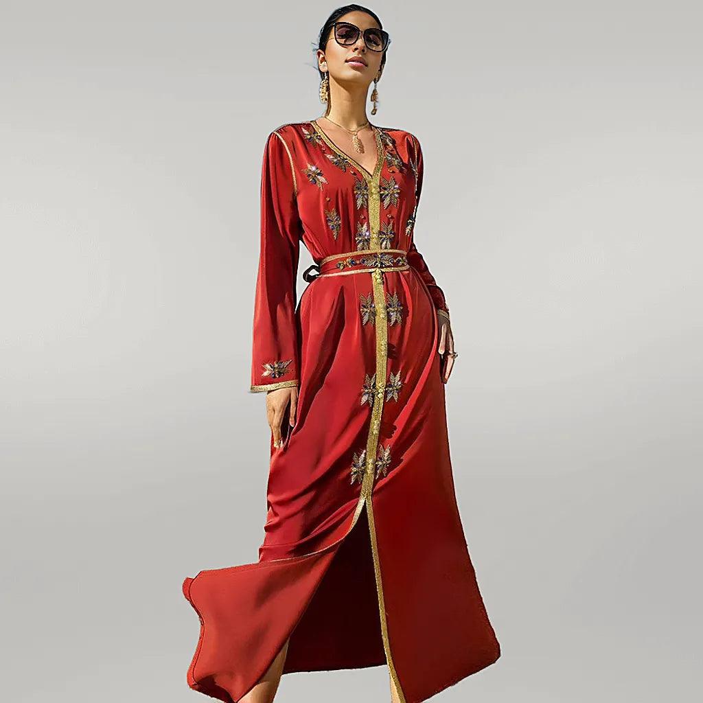 Kaftan with Rhinestones and Embroidery