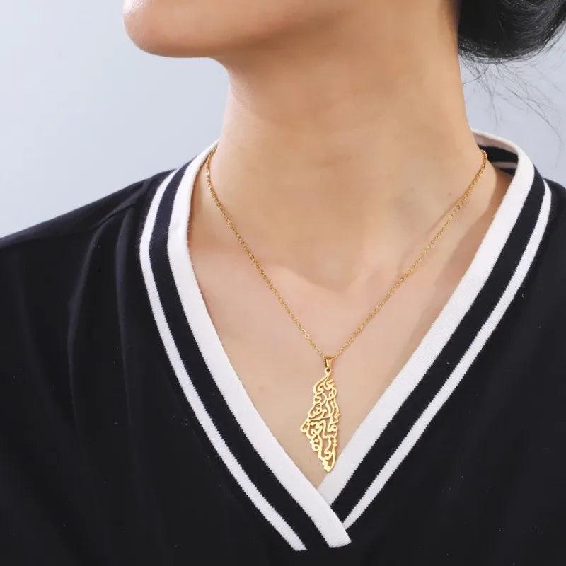 Palestine Arabic Calligraphy Necklace