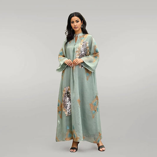 Kaftan with Gold Work Multicolor