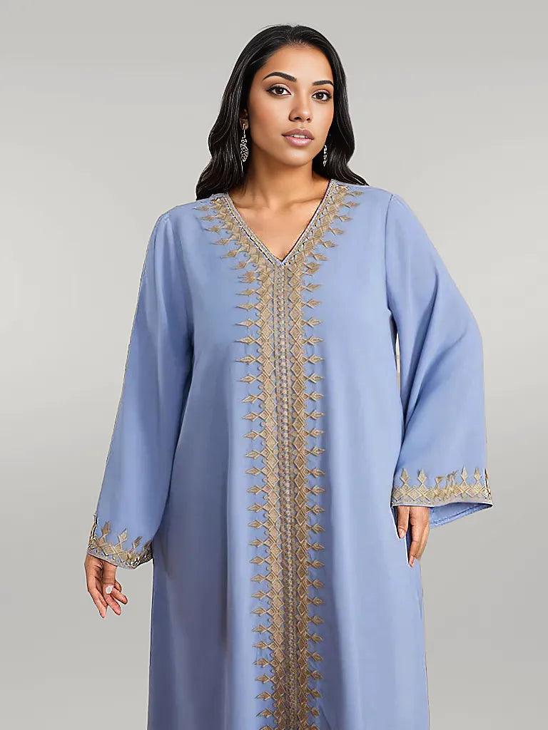 Plus Size Loose Elegant Blue Kaftan