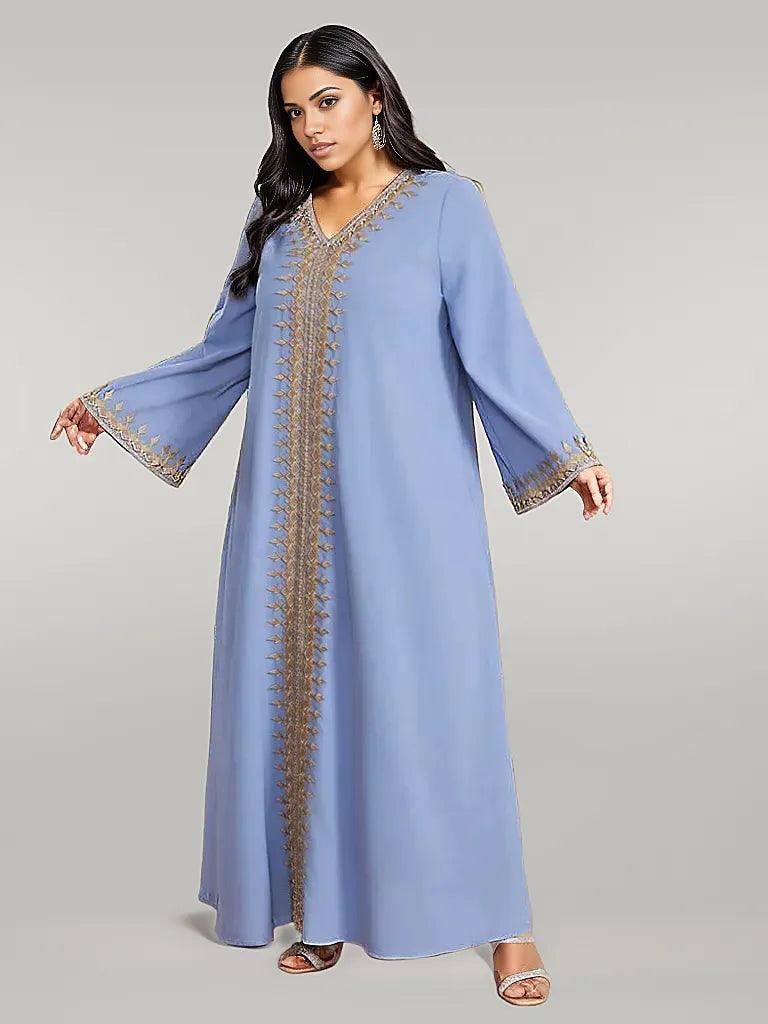 Plus Size Loose Elegant Blue Kaftan