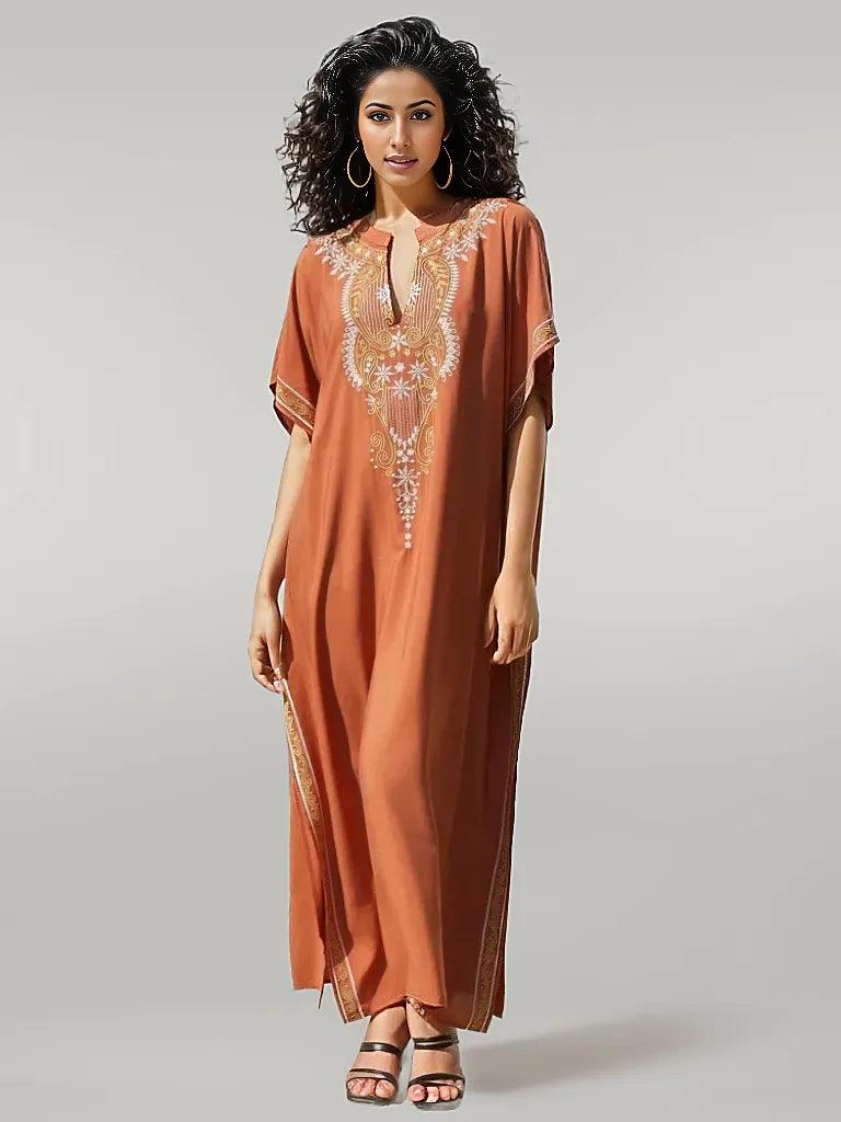 Loose Fit Comfortable Mustard Kaftan Casual Wear