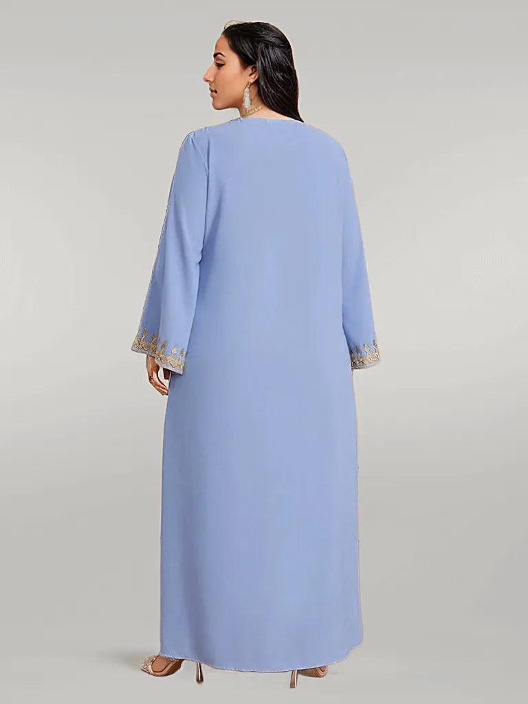 Plus Size Loose Elegant Blue Kaftan