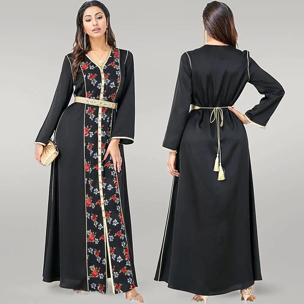 ملابس الحفلات قفطان أسود/أبيض مع تطريز