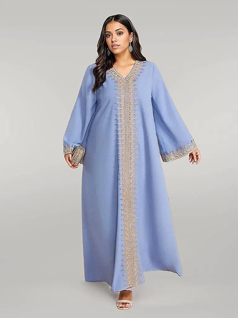 Plus Size Loose Elegant Blue Kaftan