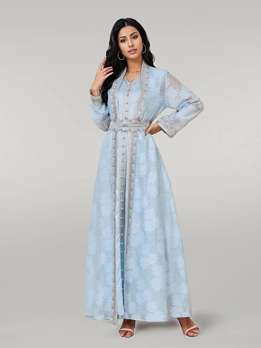 Light Blue Kaftan With Inner