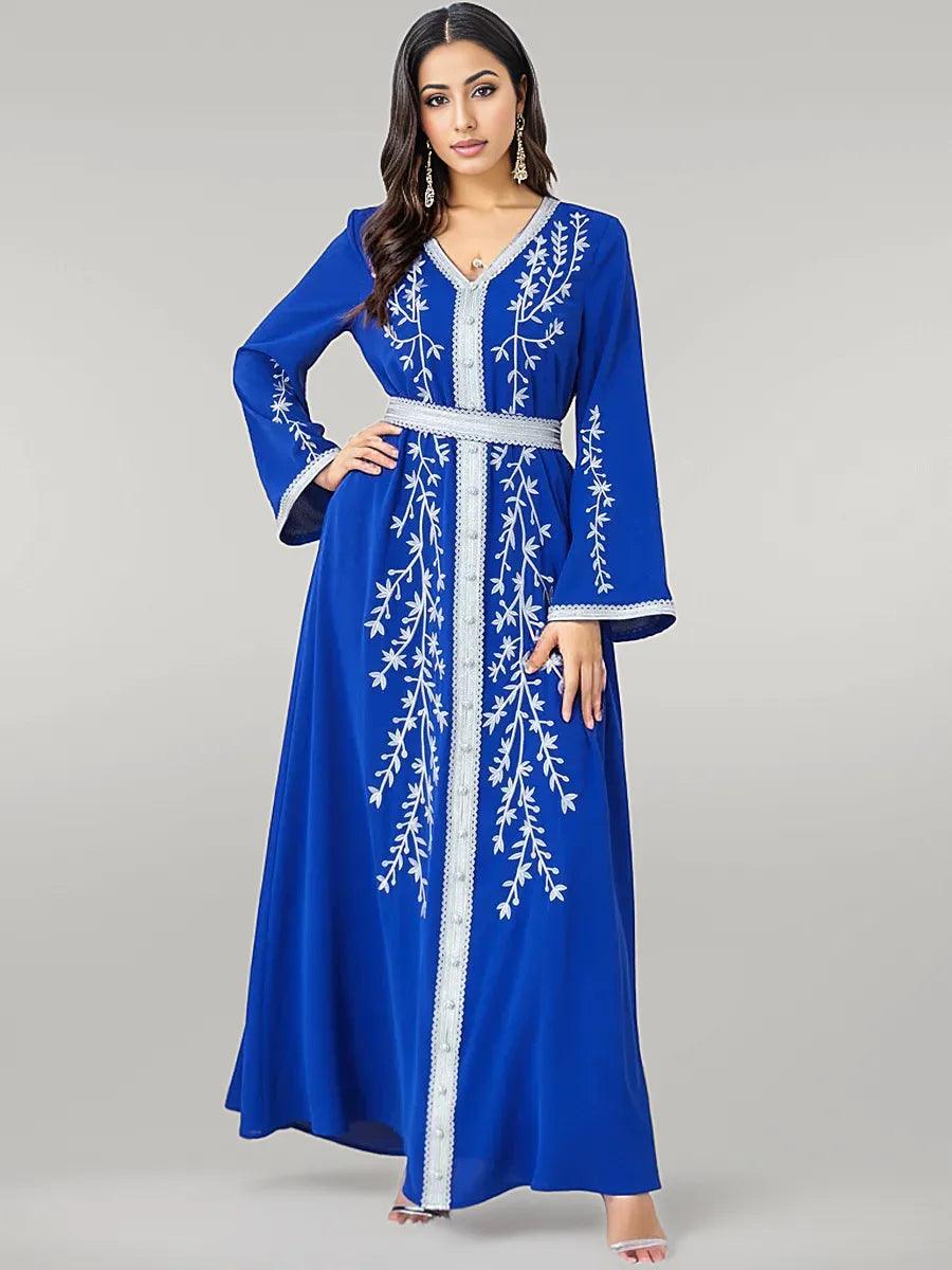 قفطان بطبعة أزرق/أزرق داكن