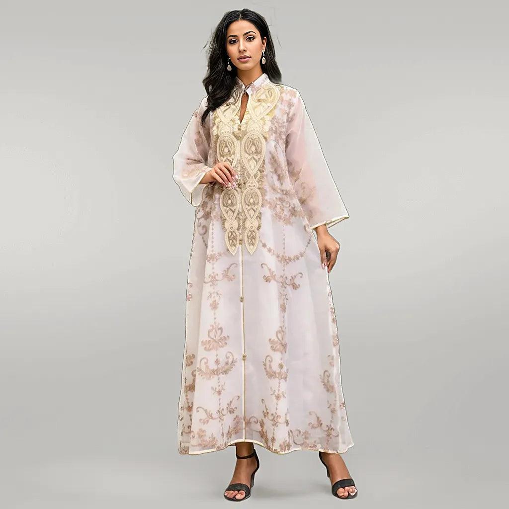 Loose Fit Kaftan with Embroidery and Pattern