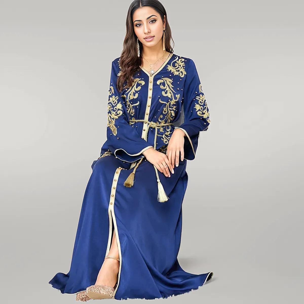 Royal Blue Kaftan with Beautiful Embroidery