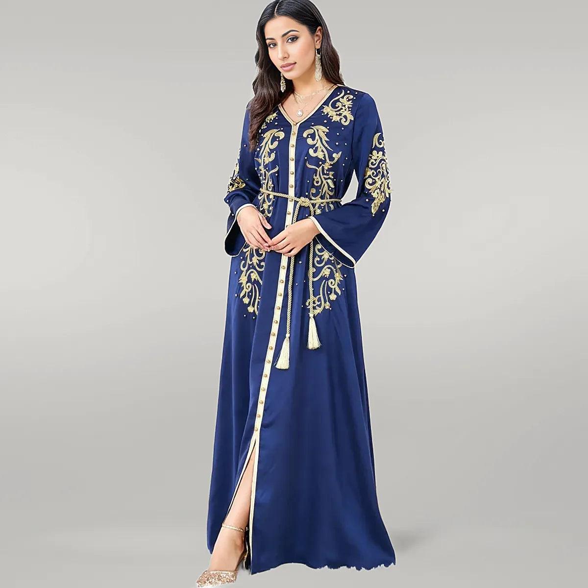 Royal Blue Kaftan with Beautiful Embroidery