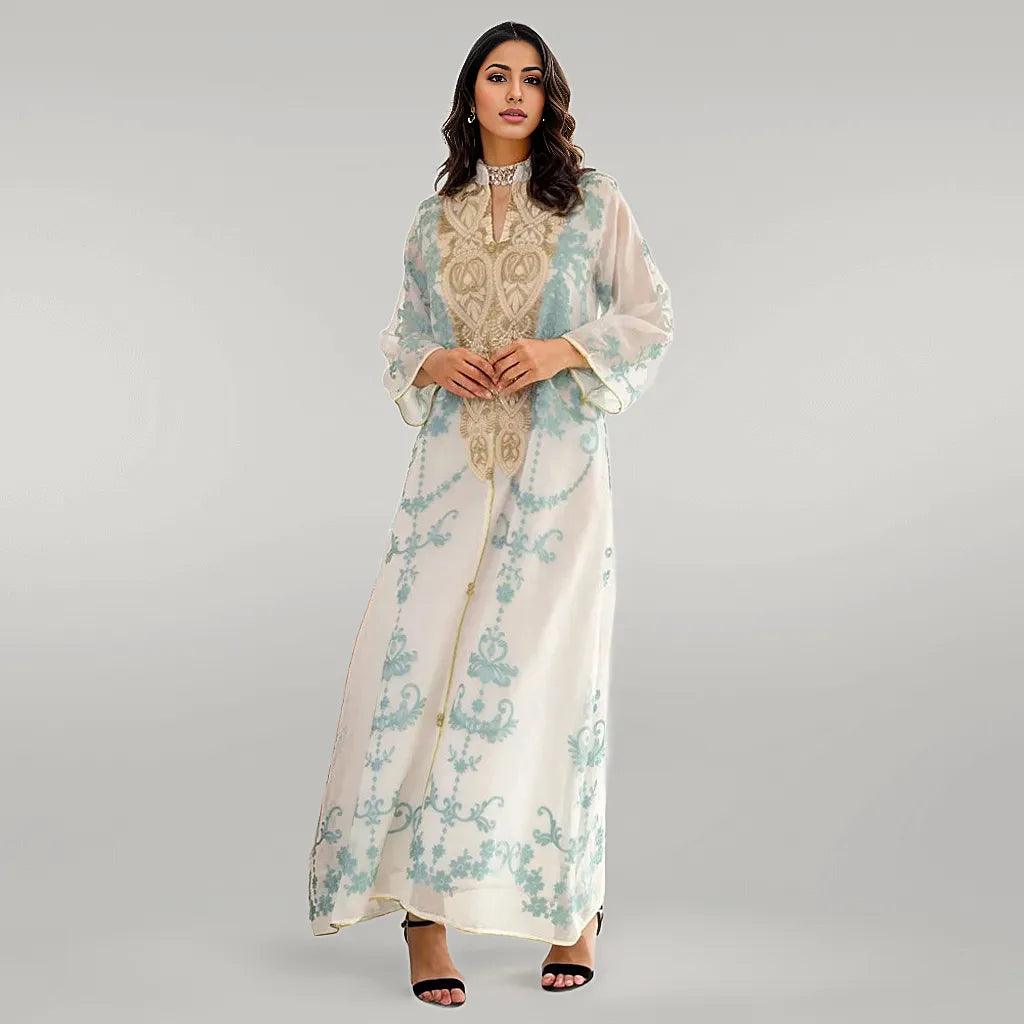 Loose Fit Kaftan with Embroidery and Pattern