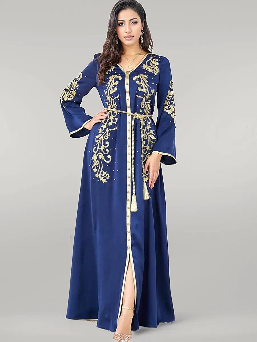 Royal Blue Kaftan with Beautiful Embroidery