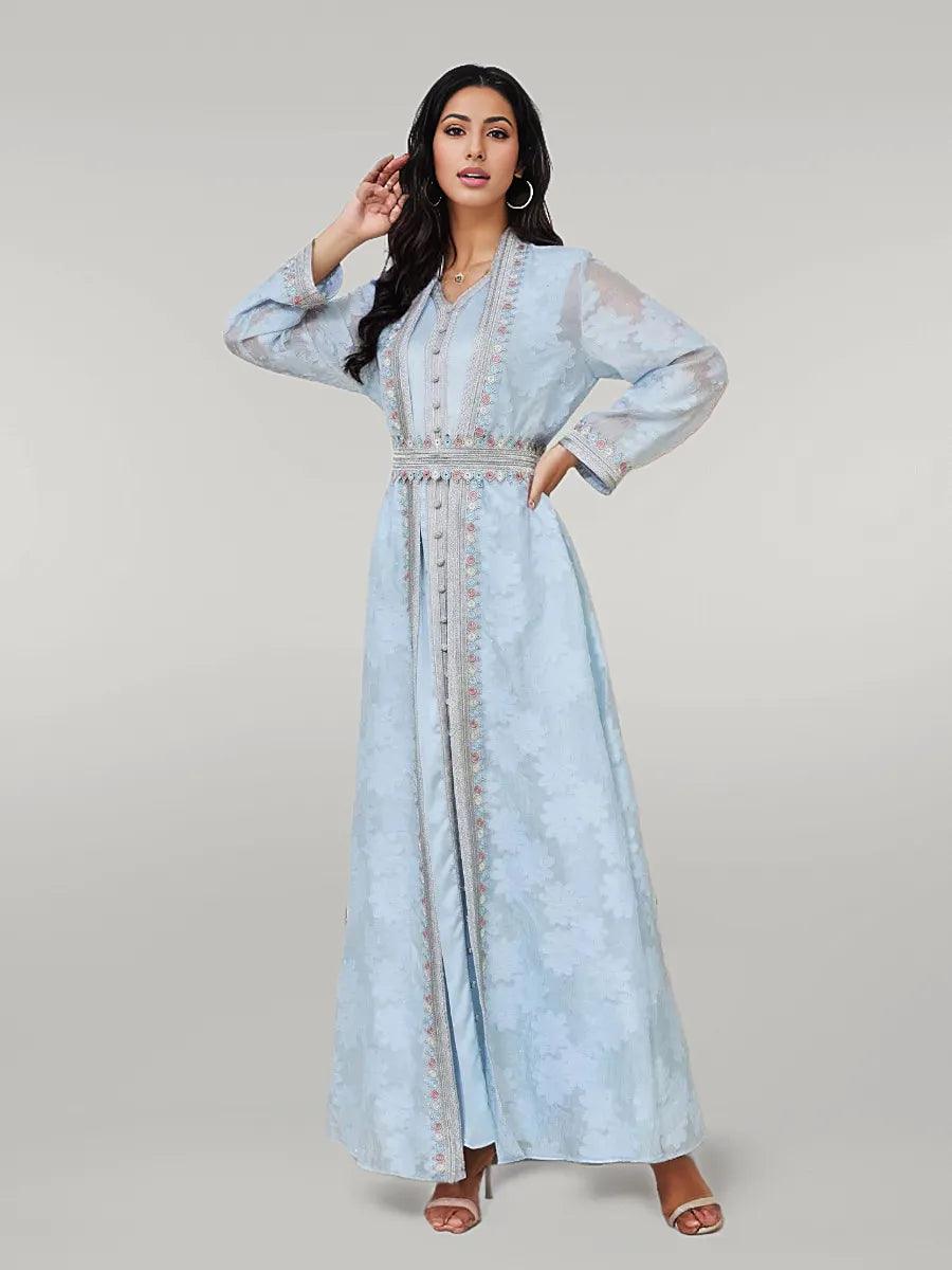 Light Blue Kaftan With Inner