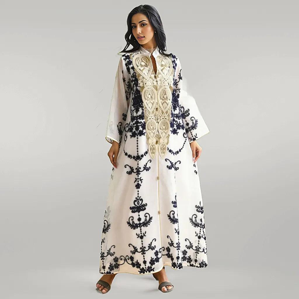 Kaftan with Beautiful Print and Golden Collar
