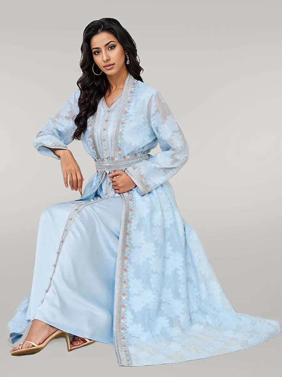 Light Blue Kaftan With Inner