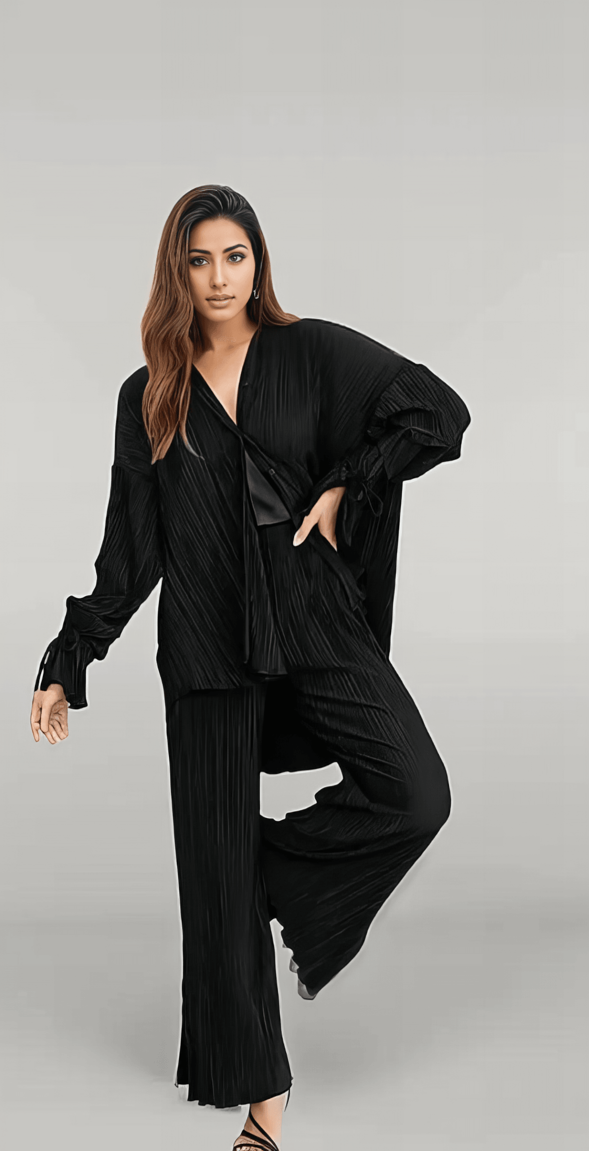 Black Pleated Co ord Set